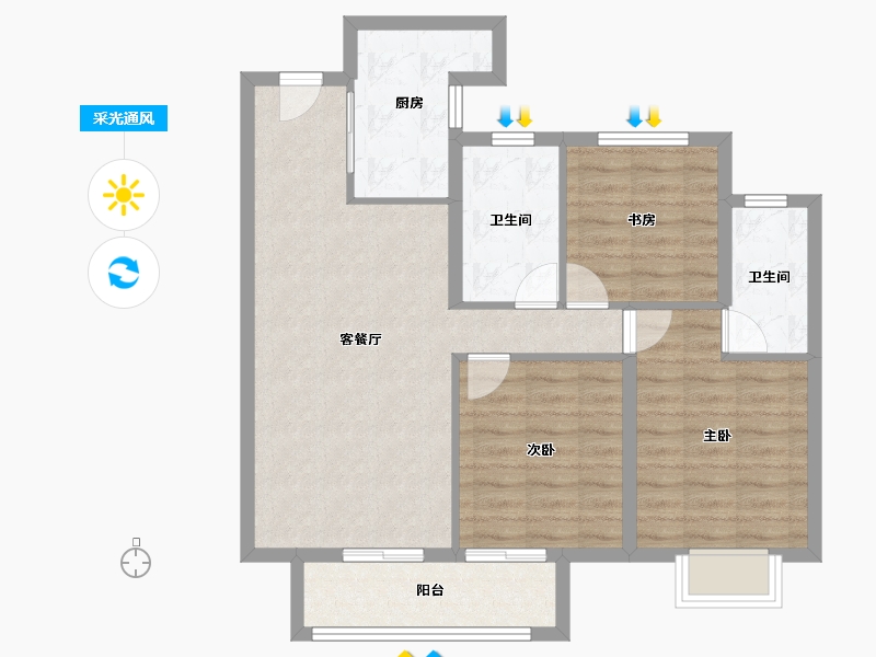 湖北省-宜昌市-宜昌城市旅游客厅国际社区-84.06-户型库-采光通风