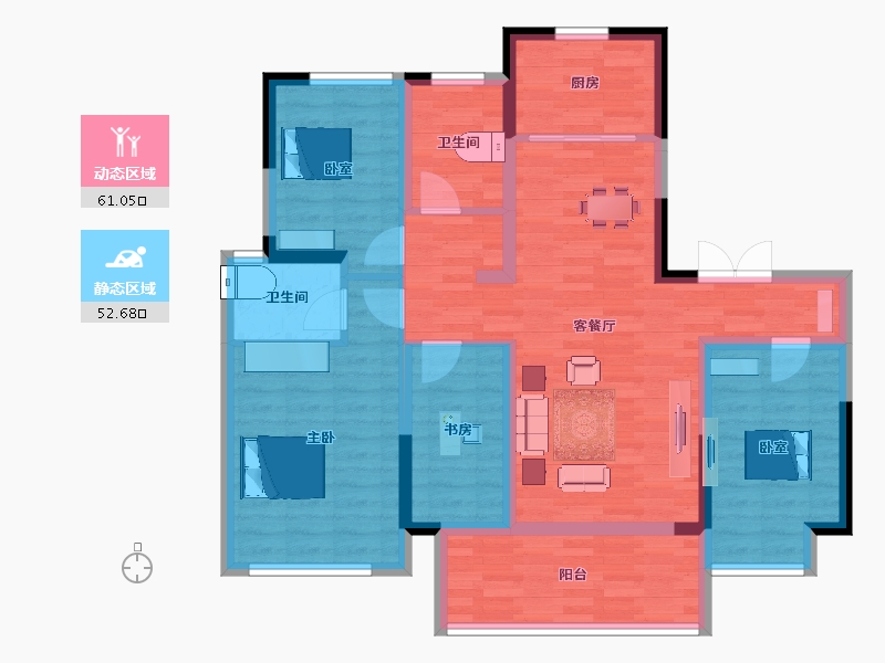 河南省-濮阳市-恒旺·政和府-100.64-户型库-动静分区