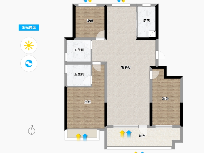 山东省-聊城市-莘县汇丰·陶然居-103.20-户型库-采光通风