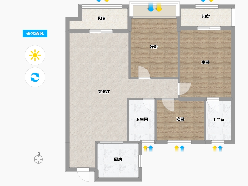 湖北省-武汉市-联投龙湾-90.00-户型库-采光通风