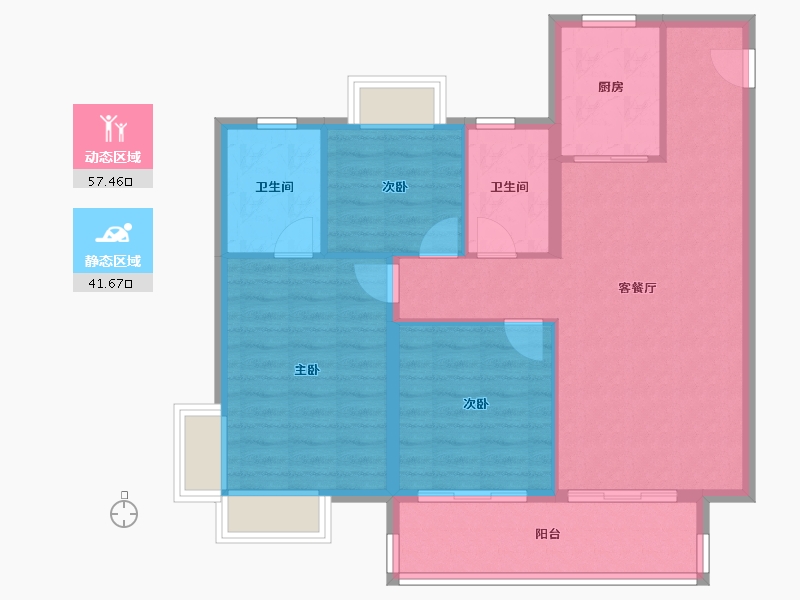 湖北省-宜昌市-宜昌城市旅游客厅国际社区-90.00-户型库-动静分区