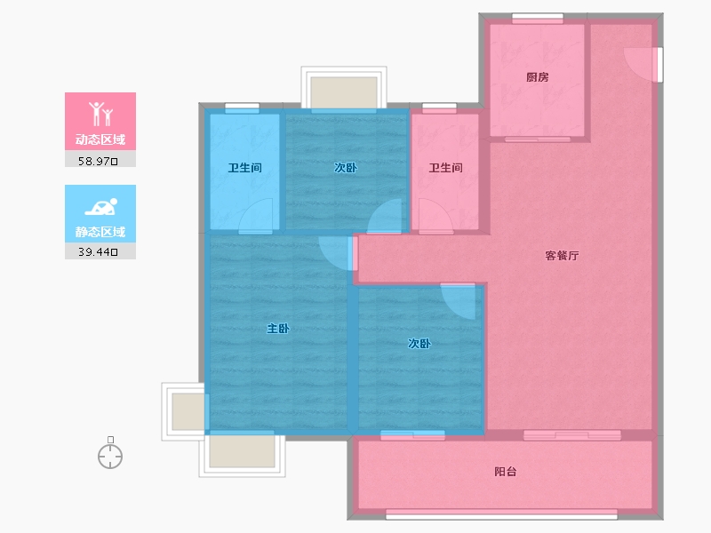 湖北省-宜昌市-宜昌城市旅游客厅国际社区-89.04-户型库-动静分区