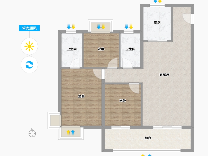 湖北省-宜昌市-宜昌城市旅游客厅国际社区-89.04-户型库-采光通风