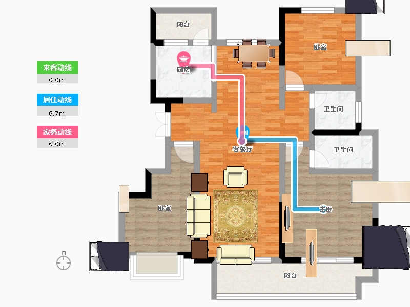 河南省-濮阳市-冶都·玖號院（一期）-94.40-户型库-动静线