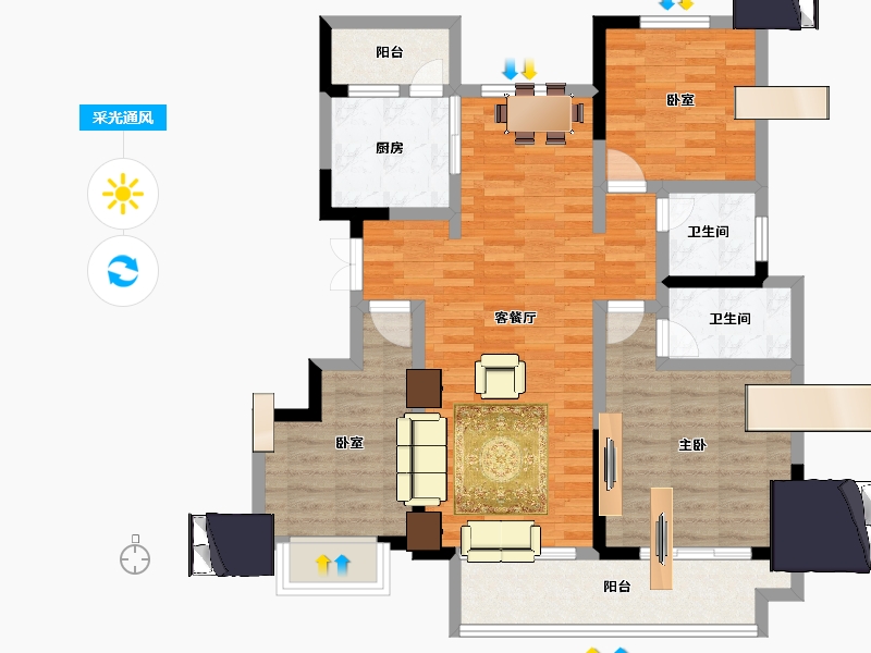 河南省-濮阳市-冶都·玖號院（一期）-94.40-户型库-采光通风