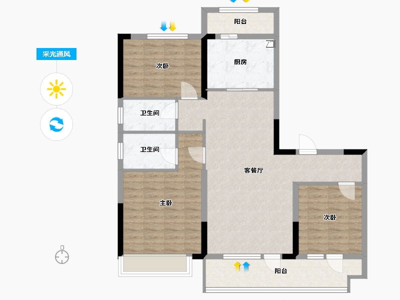 广西壮族自治区-南宁市-彰泰滨江学府-100.00-户型库-采光通风