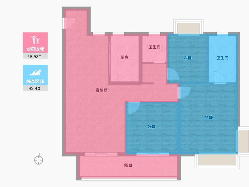 湖北省-宜昌市-宜昌城市旅游客厅国际社区-94.41-户型库-动静分区