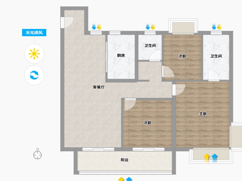 湖北省-宜昌市-宜昌城市旅游客厅国际社区-94.41-户型库-采光通风