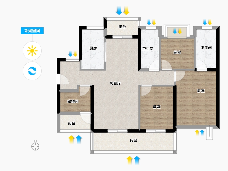 广东省-河源市-龙光城-87.21-户型库-采光通风