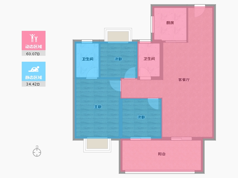 湖北省-宜昌市-碧桂园凤凰城-85.37-户型库-动静分区