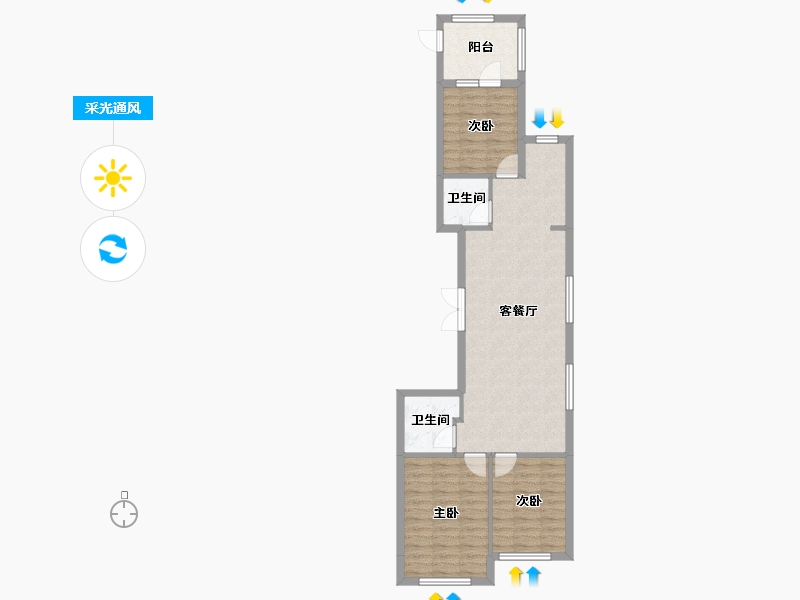 辽宁省-鞍山市-时代华府-78.88-户型库-采光通风