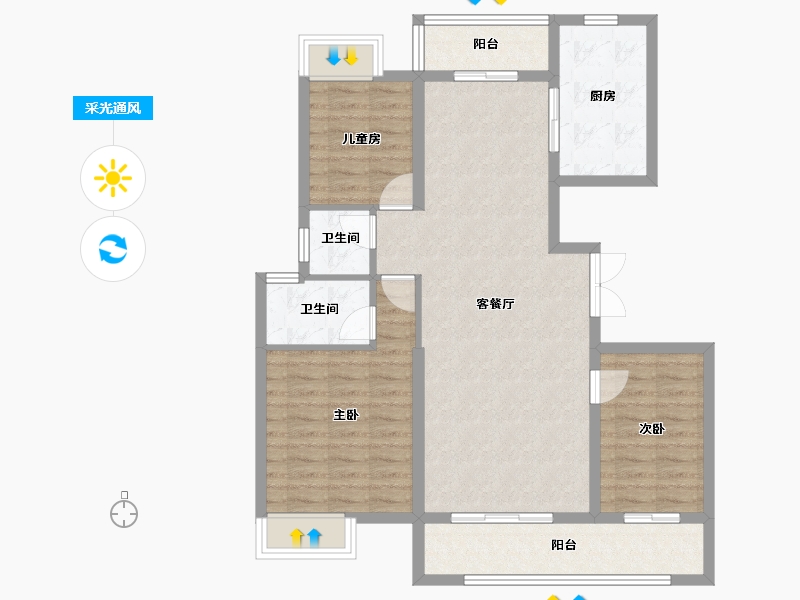 湖北省-宜昌市-联投玖玺台-95.53-户型库-采光通风