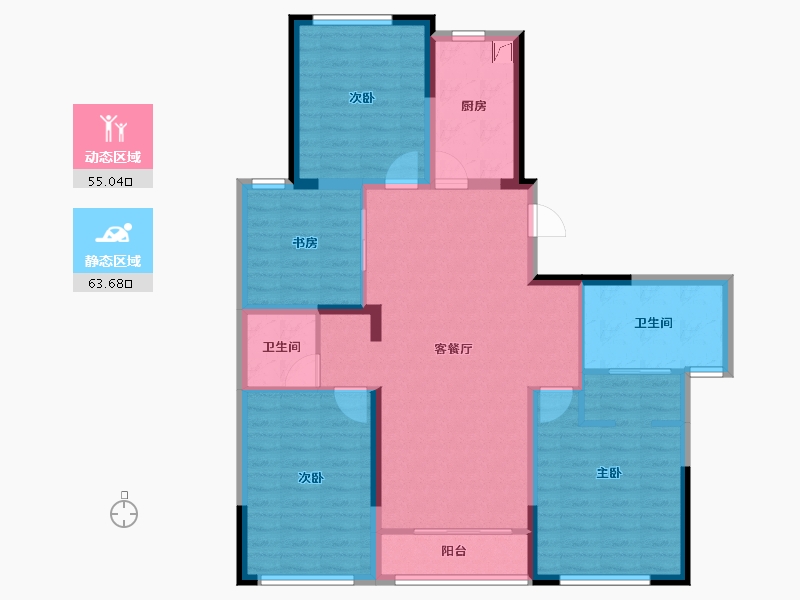 江苏省-镇江市-财信筑和·尚书坊-106.39-户型库-动静分区