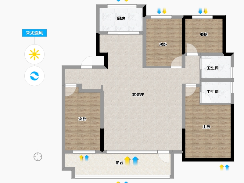 山东省-聊城市-莘县汇丰·陶然居-120.80-户型库-采光通风