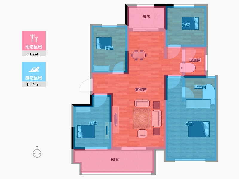 河南省-濮阳市-恒旺·政和府-100.32-户型库-动静分区