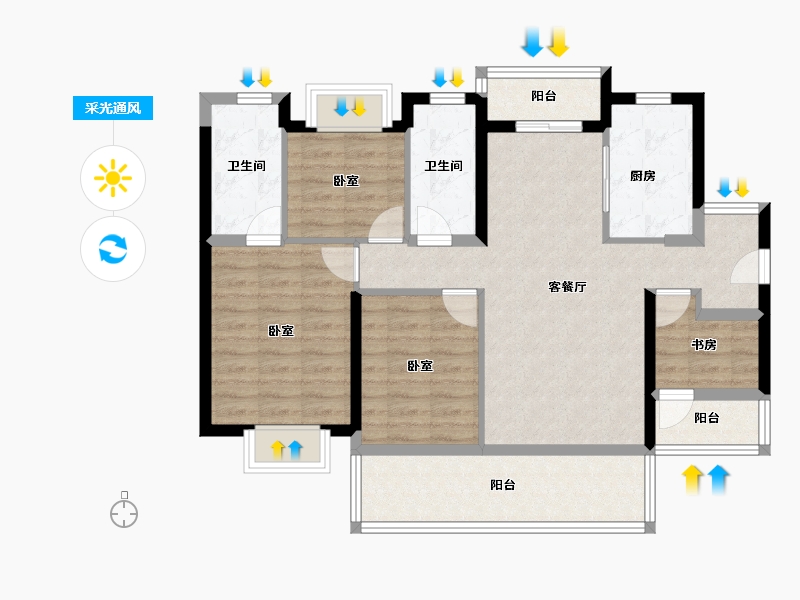 广东省-河源市-龙光城-94.41-户型库-采光通风