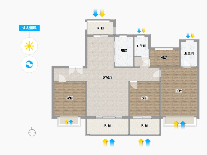 安徽省-池州市-弘业上林苑-125.00-户型库-采光通风