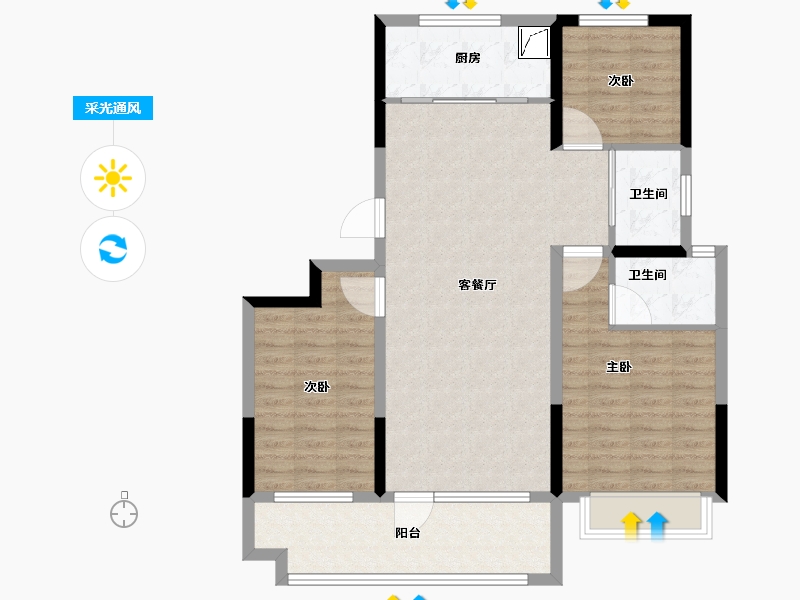 山东省-聊城市-莘县汇丰·陶然居-95.20-户型库-采光通风