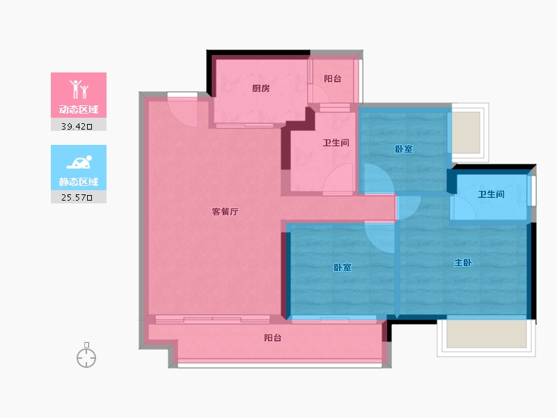 广东省-江门市-保利中央公馆-57.50-户型库-动静分区