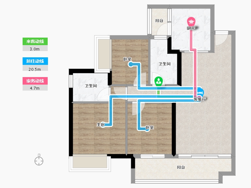 广东省-江门市-保利中央公馆-77.53-户型库-动静线