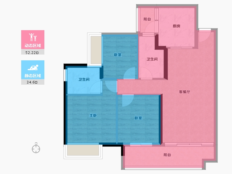 广东省-江门市-保利中央公馆-77.53-户型库-动静分区