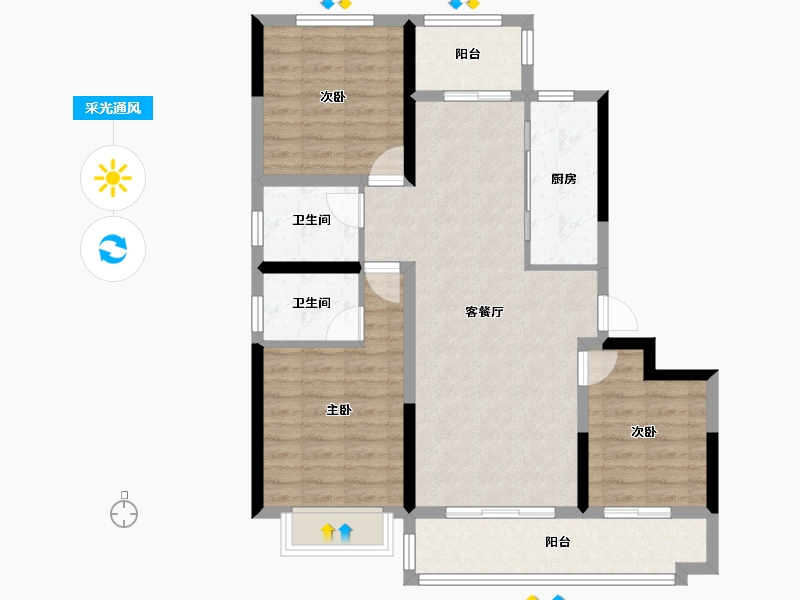 山东省-聊城市-世家·学府里-90.15-户型库-采光通风