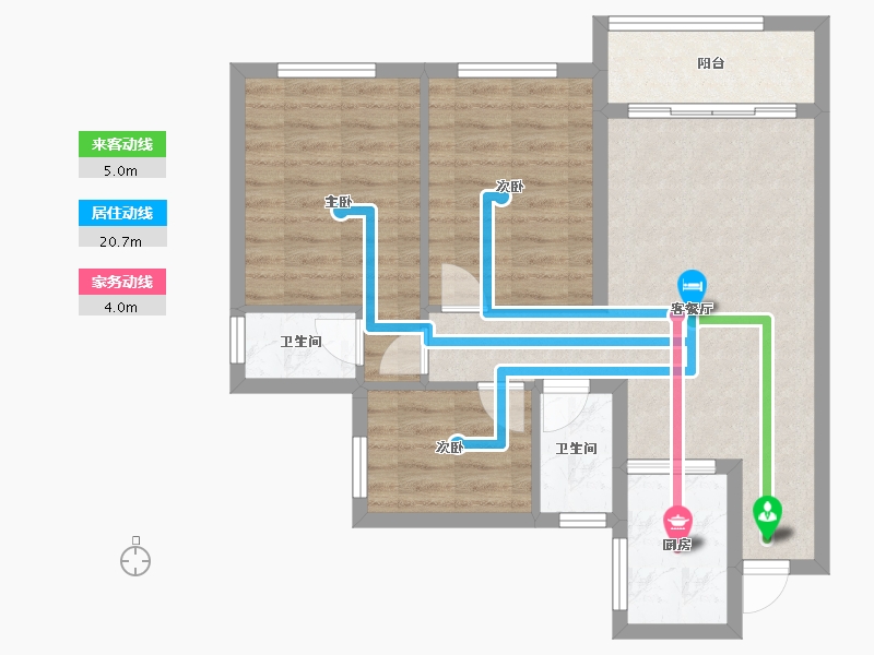 四川省-宜宾市-鑫洋·天著-71.66-户型库-动静线