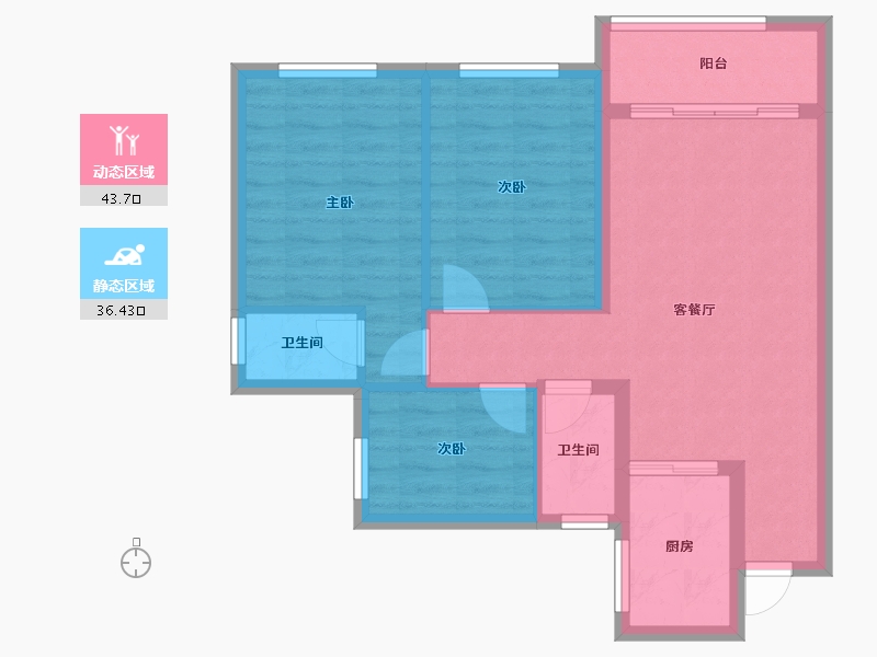 四川省-宜宾市-鑫洋·天著-71.66-户型库-动静分区