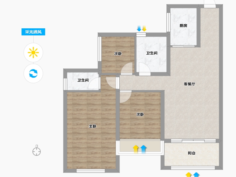 四川省-宜宾市-鑫洋·天著-79.26-户型库-采光通风