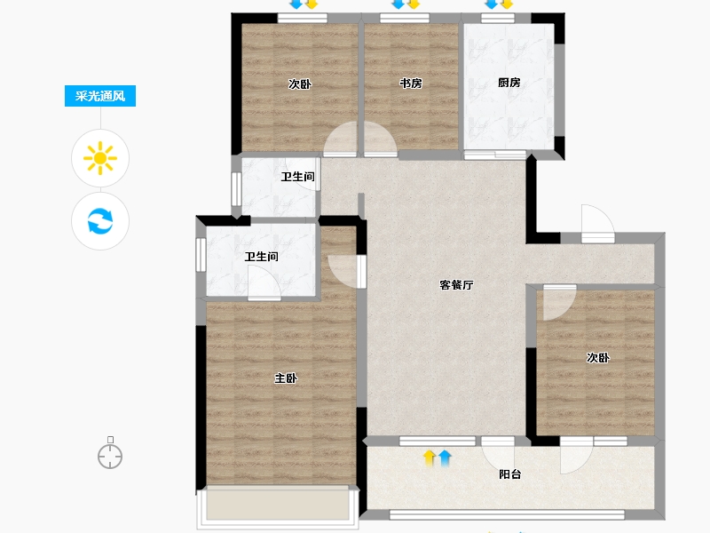 山东省-青岛市-华新园·央和府-104.00-户型库-采光通风