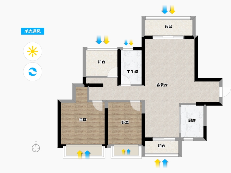 广东省-汕头市-招商·雍颐湾前岸-79.20-户型库-采光通风