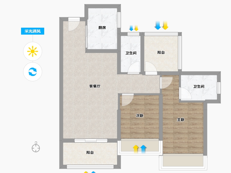 广东省-惠州市-星河臻誉府-70.63-户型库-采光通风