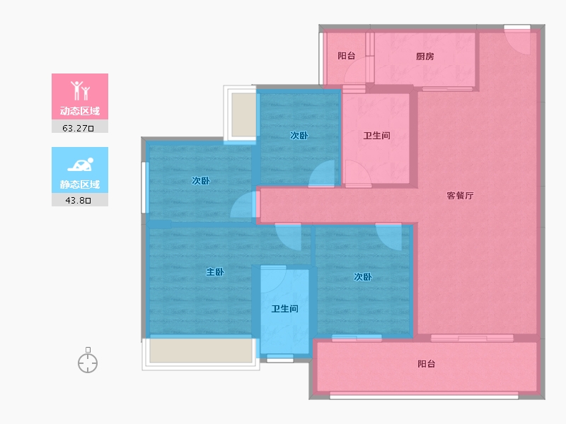 广东省-惠州市-碧桂园伴山云境花园-95.50-户型库-动静分区