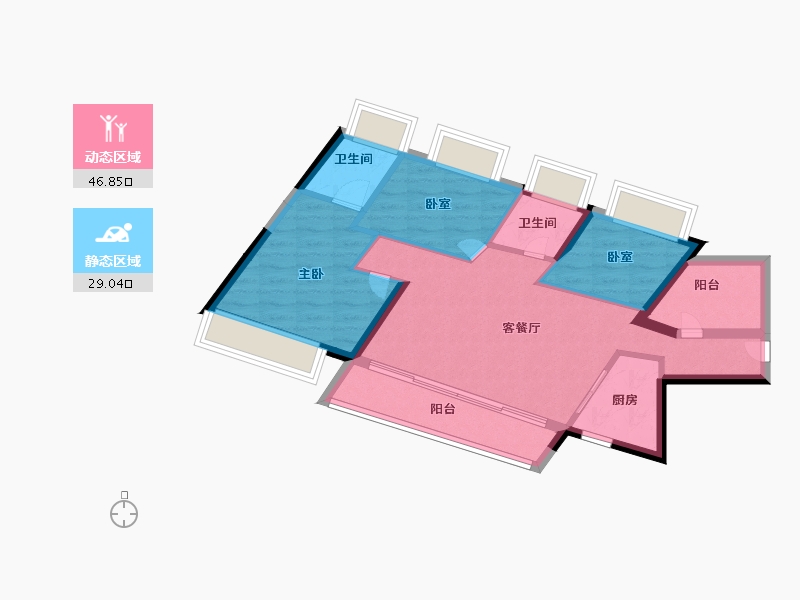 广东省-江门市-保利中央公馆-66.94-户型库-动静分区