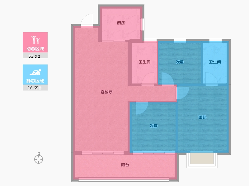 湖北省-宜昌市-兴润兴悦府-81.00-户型库-动静分区