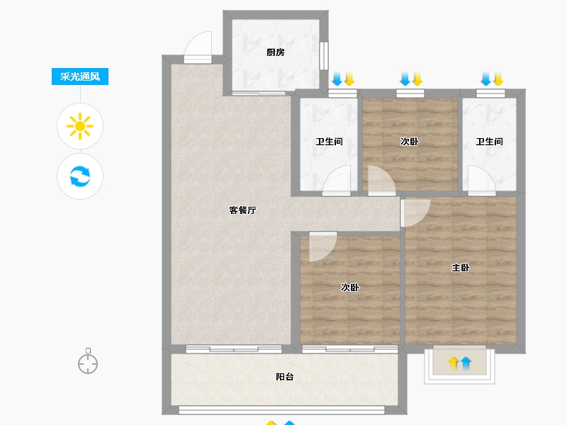 湖北省-宜昌市-兴润兴悦府-81.00-户型库-采光通风