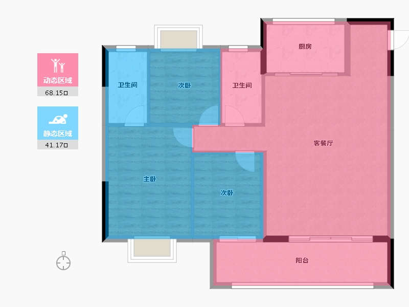 湖北省-宜昌市-兴润兴悦府-100.00-户型库-动静分区