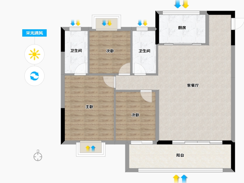 湖北省-宜昌市-兴润兴悦府-100.00-户型库-采光通风