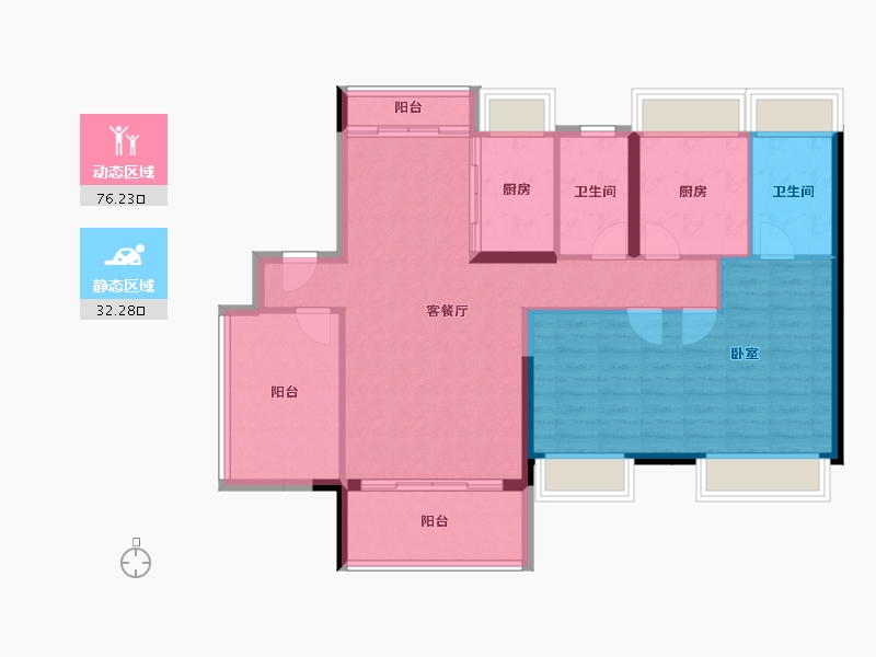 广东省-江门市-保利中央公馆-98.67-户型库-动静分区