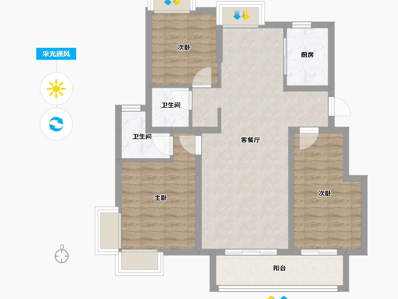 湖北省-宜昌市-宜昌城市旅游客厅国际社区-82.13-户型库-采光通风