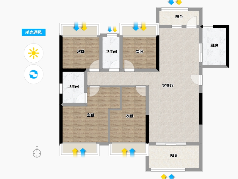 广东省-江门市-盛安江畔-102.35-户型库-采光通风