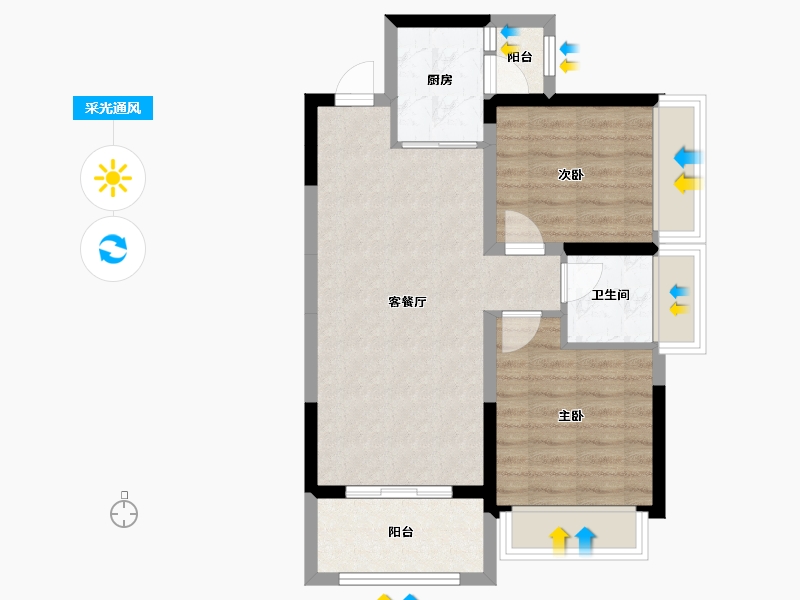 广东省-惠州市-东亚俪景轩-60.39-户型库-采光通风