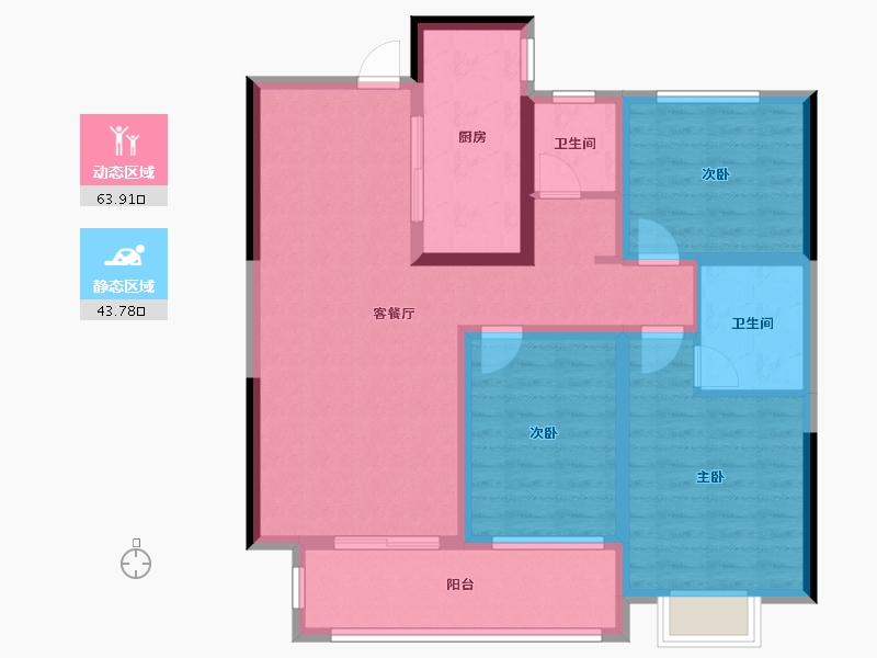 山东省-聊城市-昌利·幸福里-95.51-户型库-动静分区