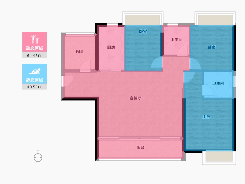 广东省-江门市-保利中央公馆-95.30-户型库-动静分区