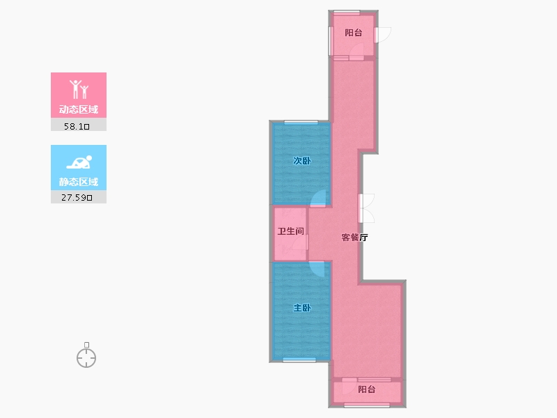 辽宁省-鞍山市-时代华府-76.74-户型库-动静分区