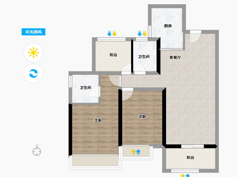 广东省-江门市-保利中央公馆-77.94-户型库-采光通风