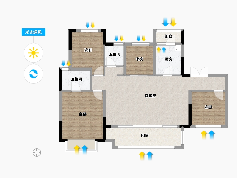 四川省-成都市-金辉凤栖云景-105.00-户型库-采光通风