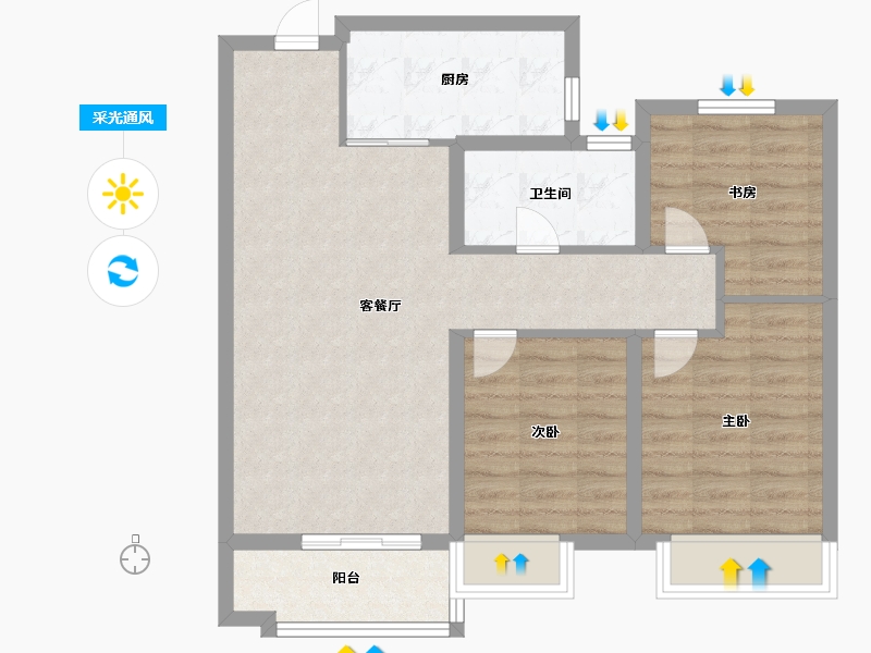 河北省-石家庄市-旭辉滨河江来（原旭辉公元）-77.60-户型库-采光通风