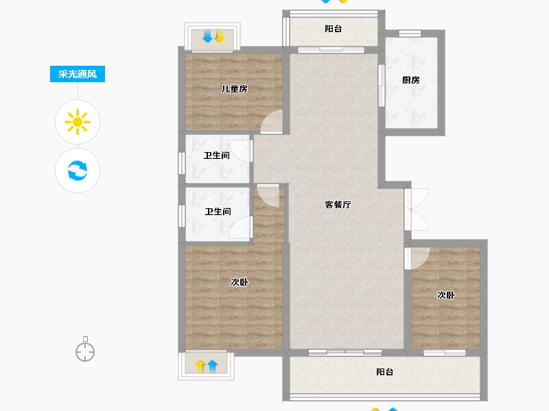 湖北省-宜昌市-联投玖玺台-100.51-户型库-采光通风