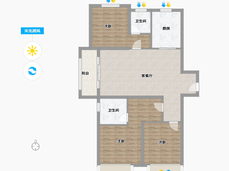 江苏省-徐州市-淮海未来城-92.00-户型库-采光通风